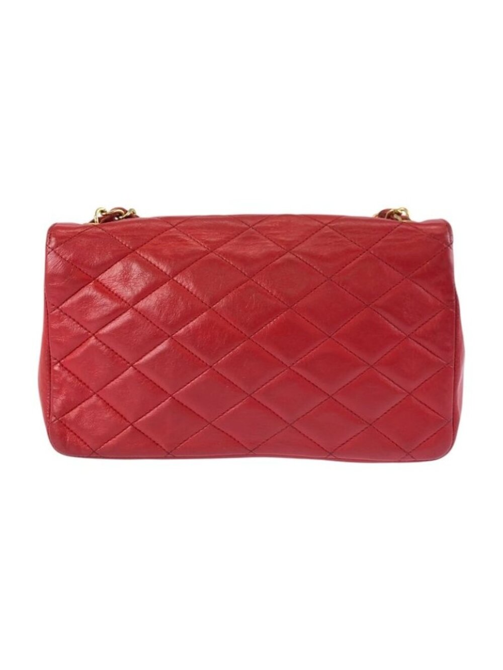 Chanel Vintage Quilted Jumbo CC Logo Red Gold Leather Chain Shoulder Bag - Picture 2 of 9